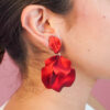 Aretes Varios Petalos Cortos Rojo