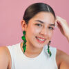 Aretes de Varios Pétalos Largos Verde - Imagen 3